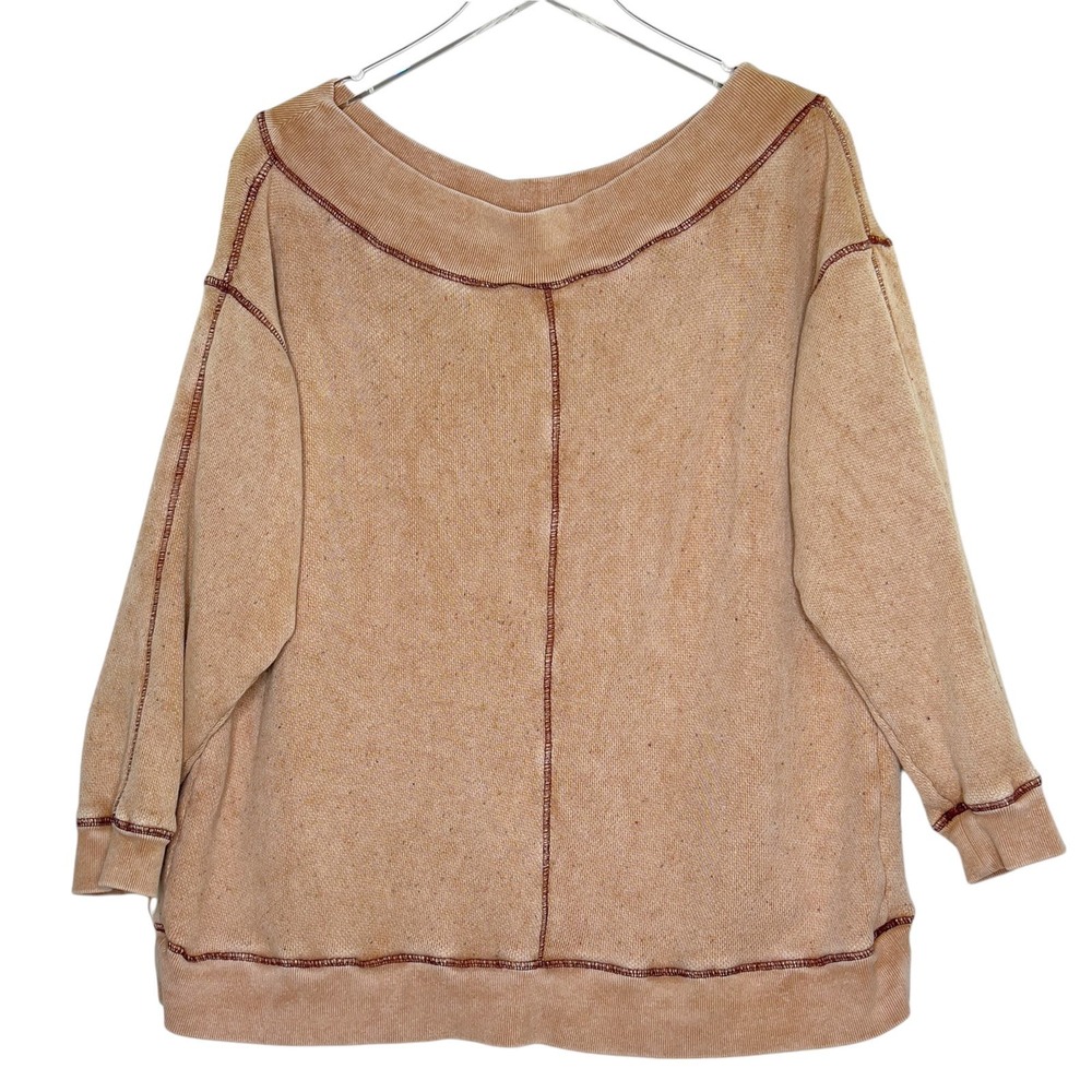 Anthropologie Tan Exposed-Seam Pullover Sweatshirt